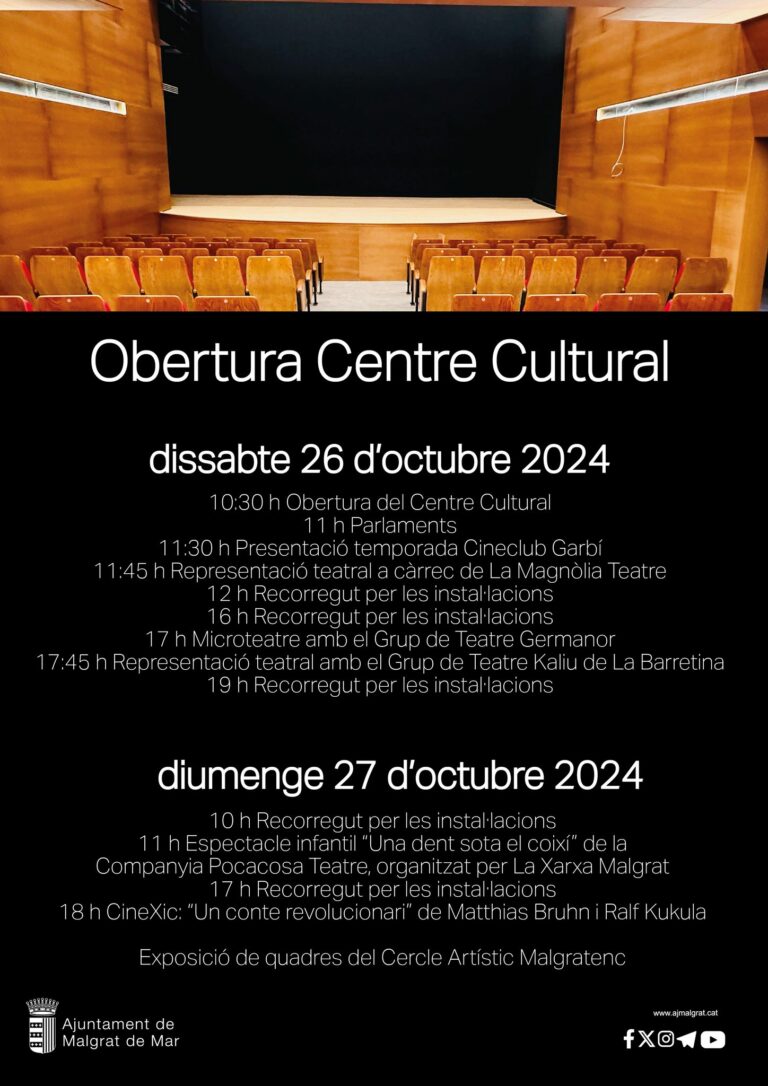 El Centre Cultural obre les portes el 26 d’octubre